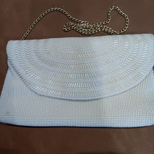 VTG Elegant White Beaded Clutch